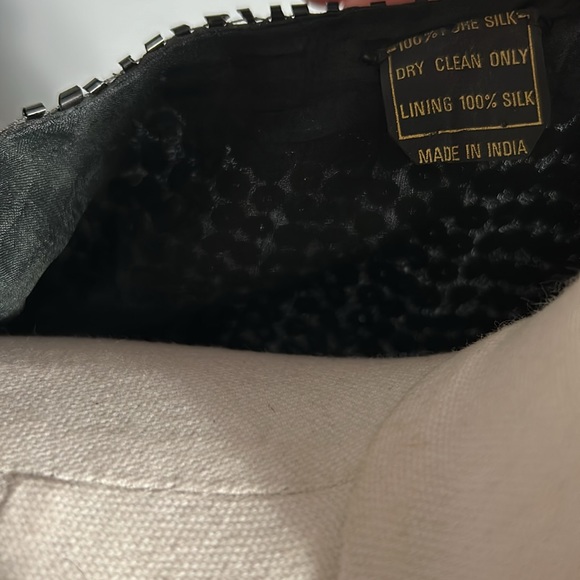 Vintage Silk Sequeen Black Midi Dress with Silk Lining w Slit Made in India M- L - Picture 17 of 17